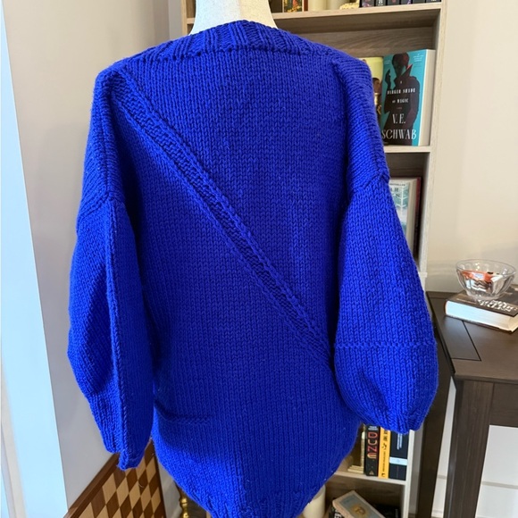Vintage Oversized Cozy Blue Knit Sweater Small - Picture 4 of 6